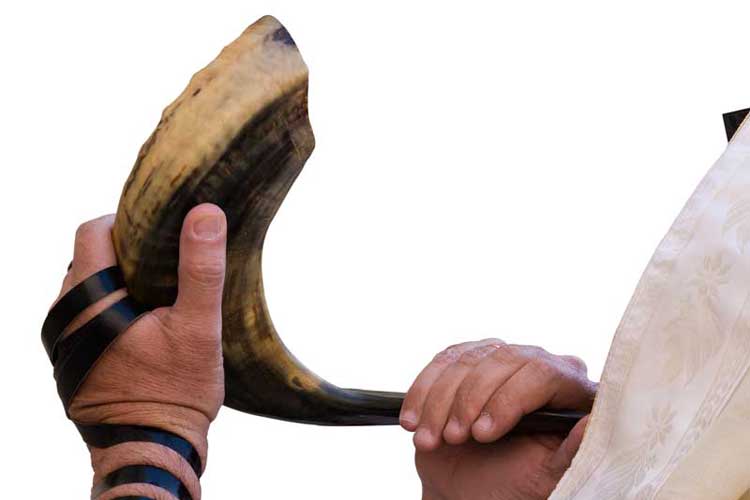 Man blowing shofar