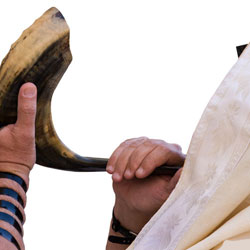 Man blowing shofar