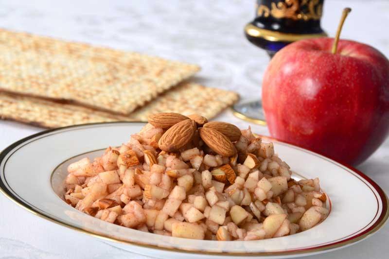 Apple Charoset and matzah bread
