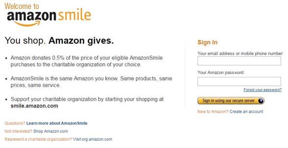 Amazon Smile Homepage
